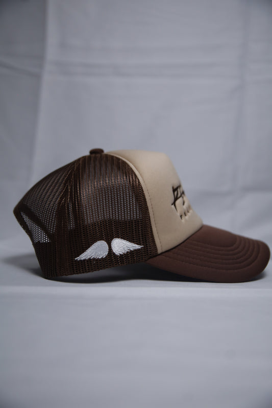 'FEAR NO EVIL' Velvet Trucker Hat BROWN 'FOAM'