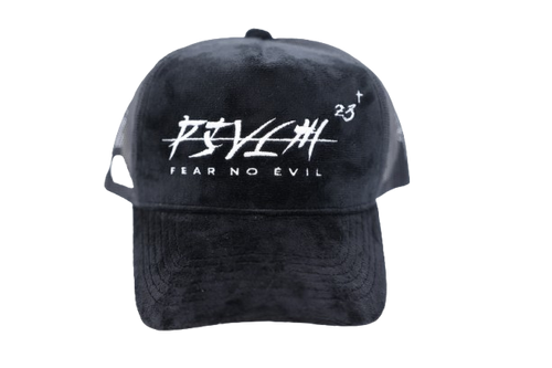 'FEAR NO EVIL' Velvet Trucker Hat BLACK
