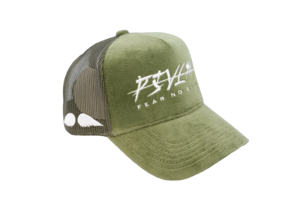'FEAR NO EVIL' Velvet Trucker Hat GREEN