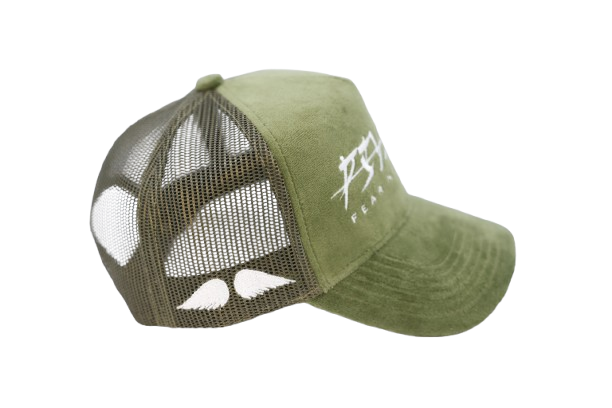 'FEAR NO EVIL' Velvet Trucker Hat GREEN
