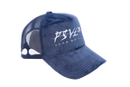 'FEAR NO EVIL' Velvet Trucker Hat BLUE