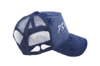 'FEAR NO EVIL' Velvet Trucker Hat BLUE