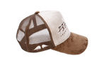 'FEAR NO EVIL' Velvet Trucker Hat BROWN