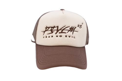 'FEAR NO EVIL' Velvet Trucker Hat BROWN 'FOAM'