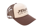 'FEAR NO EVIL' Velvet Trucker Hat BROWN 'FOAM'