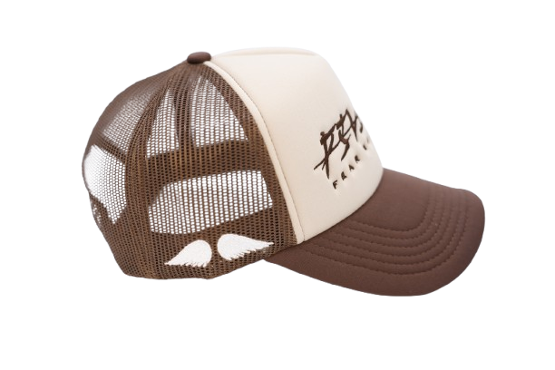 'FEAR NO EVIL' Velvet Trucker Hat BROWN 'FOAM'